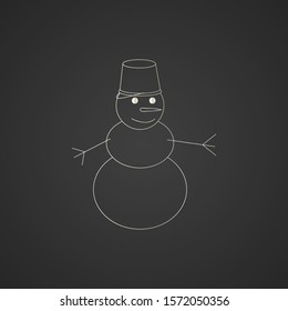 Snowman, minimalist style. White gold and grey color
