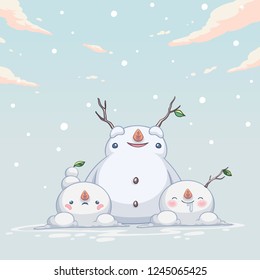 snowman monster cute character design vector illustration