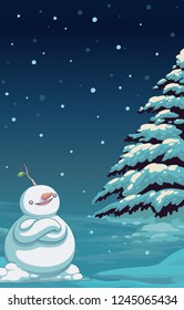 snowman monster cute character design vector illustration