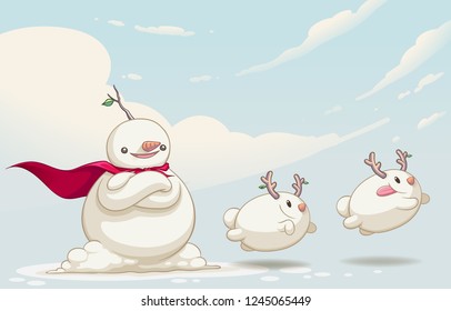 snowman monster cute character design vector illustration