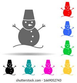 snowman multi color style icon. Simple thin line, outline vector of web icons for ui and ux, website or mobile application