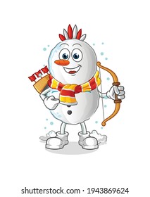 Snowman native american tribe character. cartoon mascot vector