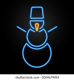 Snowman neon sign, modern glowing banner design, colorful modern design trend on black background. Vector illustration.