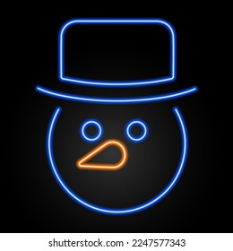 snowman neon sign, modern glowing banner design, colorful modern design trends on black background. Vector illustration.