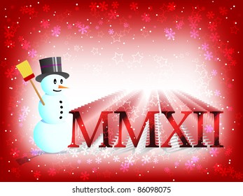 Snowman and new year 2012 with Roman numerals