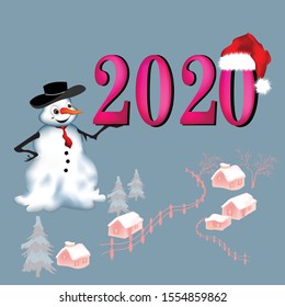 snowman new year 2020, Christmas