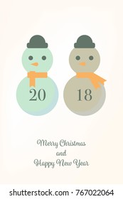 Snowman. New Year greeting card. Stock vector.