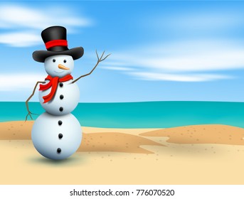 Snowman on a beach