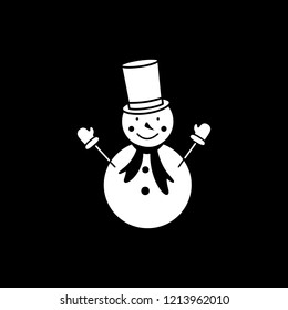 A snowman on the black background icon winter