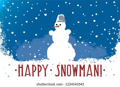 Snowman on a blue background