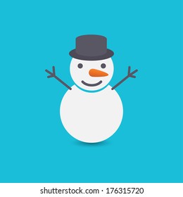 Snowman on blue background