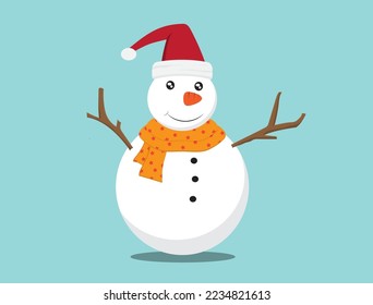 snowman on a blue background