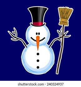 snowman on a blue background