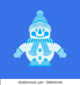 snowman on blue background