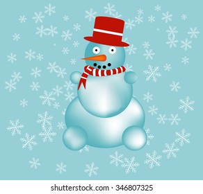 snowman on a blue background
