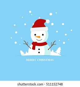 Snowman on blue background