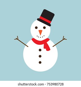 Snowman on blue background