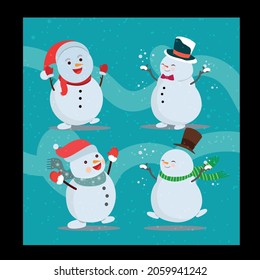 muñeco de nieve de fondo azul. ilustración de vector editable