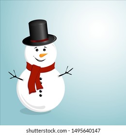 Snowman on blue background. vector.
