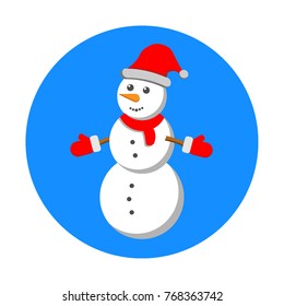 snowman on a blue and white background. vector illustration