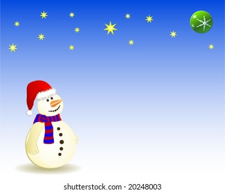 Snowman on  Christmas / winter background. vector