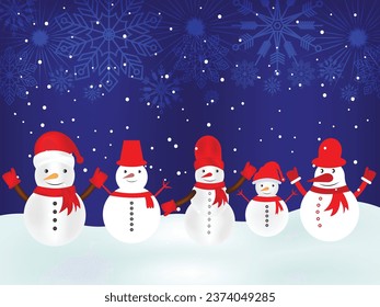 Hombre de nieve en invierno de Navidad. Personajes cortos colección de muñecos de nieve con bufanda y sombrero para Navidad y Año Nuevo