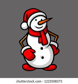 Snowman on a gray background in vector EPS8