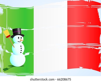 Snowman on the Italian flag