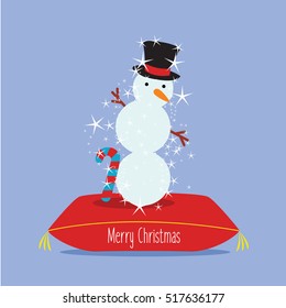 snowman on a pillow illustration isolated in a white background