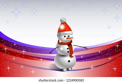 Snowman on a red-and-white background