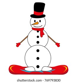 snowman on snowboard