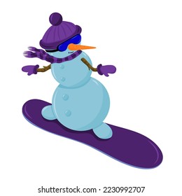 Schneemann auf Snowboard, Vektorgrafik