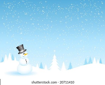 snowman on a snowy night