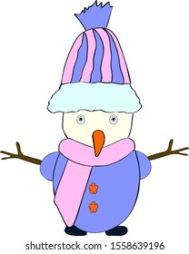 Snowman on white background. Christmas element. Vector.