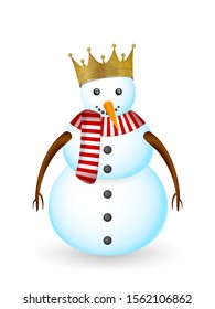 Snowman on a white background. Vector illustration.