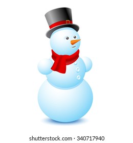 Snowman on a white background. Vector illustration.