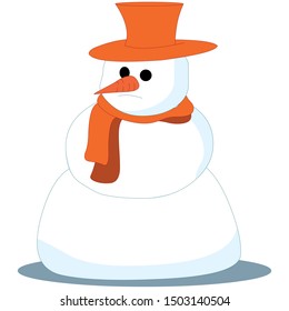 Snowman with Orange Hat - Cartoon Vector Image