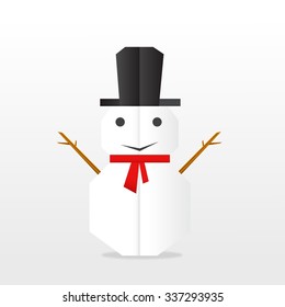 Snowman origami vector illustration