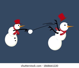 Snowman outdoor activities wearing a collection of hats, scarves, and gloves