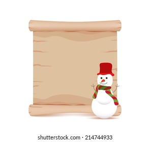 snowman and parchment sign