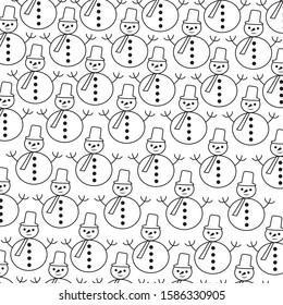 
Snowman  Pattern Background, Christmas Vector illustration