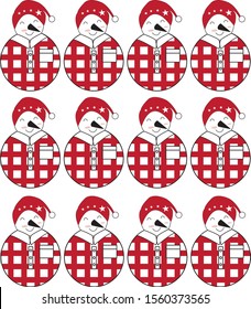 Snowman pattern Christmas on white background.
