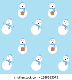 snowman pattern on blue background