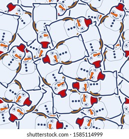 Snowman pattern seamless. Christmas background. Xmas texture. New Year ornament