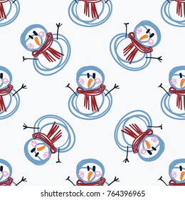 Snowman, pattern, vector illustration