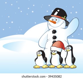 Postales de Snowman y Pingüino