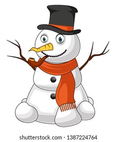 Snowman with pipe illustration vector on white background