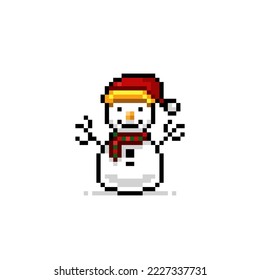 snowman in pixel art style