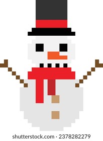 Snowman pixel art vector image or clipart