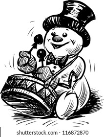 snowman playing on a drum